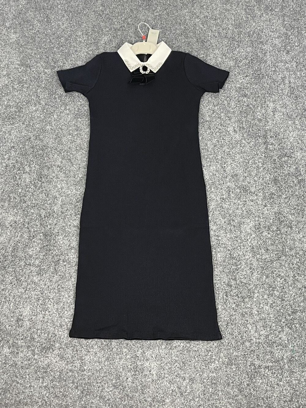 River Island Sweater Dress Girls 11-12 Years Black Knit Bow Stretch N295